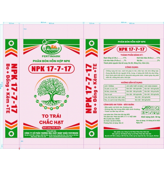 Phân bón Fertimark NPK 17-7-17 bao dệt